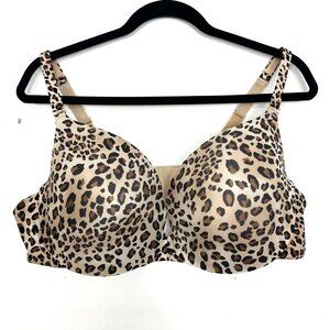 Cacique Leopard Print Bra Sz 46C Lightly Lined Animal Convertible Strapless